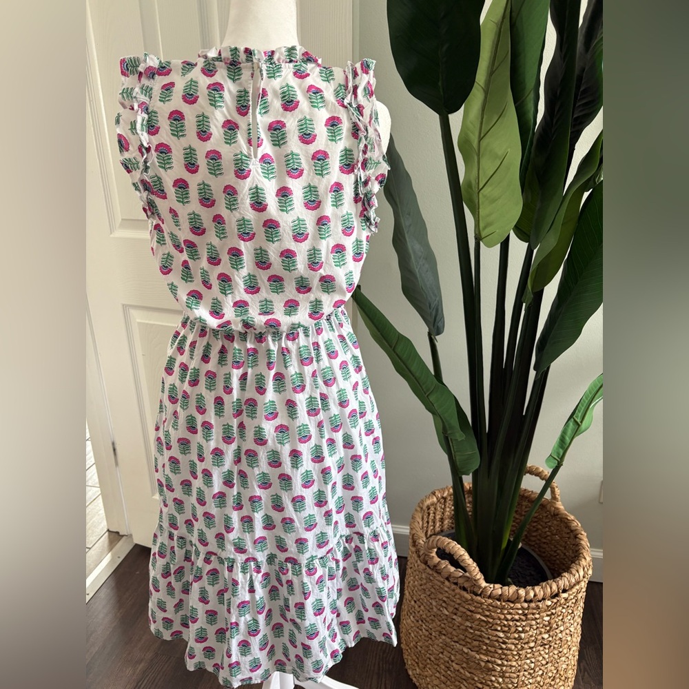 J. Crew Factory Floral Sleeveless Ruffle Trim Dress - Picture 9 of 11
